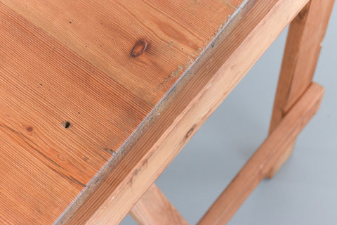 Vintage Small Rustic Wooden Folding Trestle Table