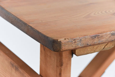 Vintage Small Rustic Wooden Folding Trestle Table