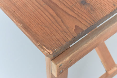 Vintage Small Rustic Wooden Folding Trestle Table