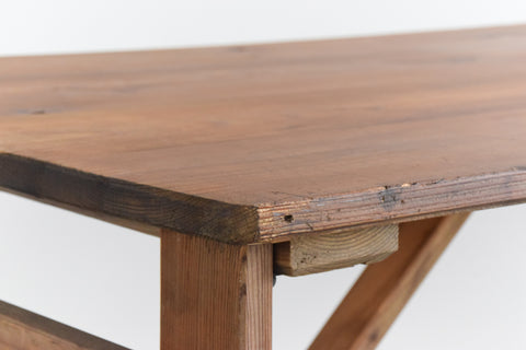 Vintage Small Rustic Wooden Folding Trestle Table