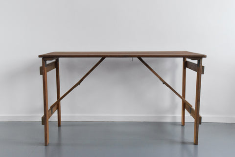 Vintage Small Rustic Wooden Folding Trestle Table
