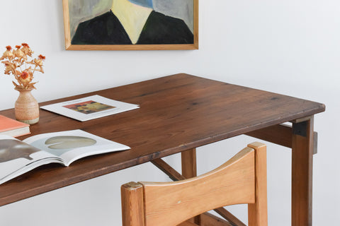 Vintage Small Rustic Wooden Folding Trestle Table