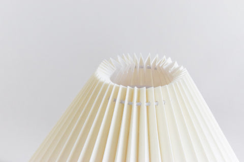 Vintage Small Teak Table Lamp with New Cream Pleated Lampshade