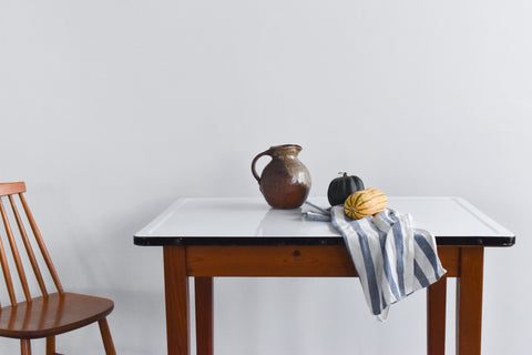 Vintage Small White Enamel Topped Kitchen Table by Remploy