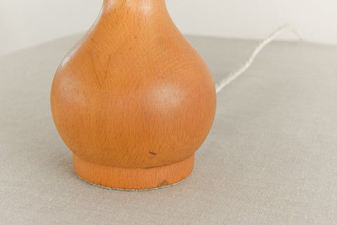 Vintage Small Wooden Table Lamp with New White Pleated Lampshade