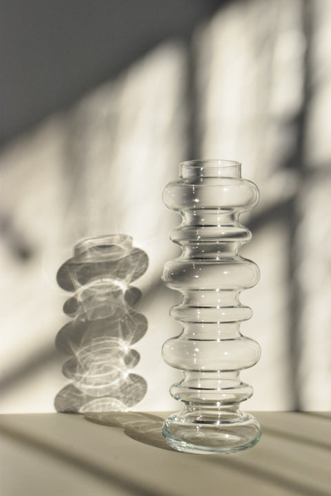 Vintage Tall Clear Glass Bubble Vase