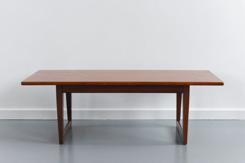 Vintage Teak Coffee Table with Sleigh Legs