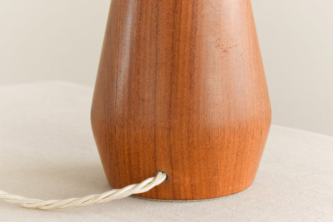 Vintage Teak Table Lamp with New Sage Green Pleated Lampshade