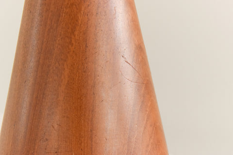 Vintage Teak Table Lamp with New Sage Green Pleated Lampshade