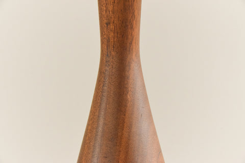 Vintage Teak Table Lamp with New White Pleated Lampshade
