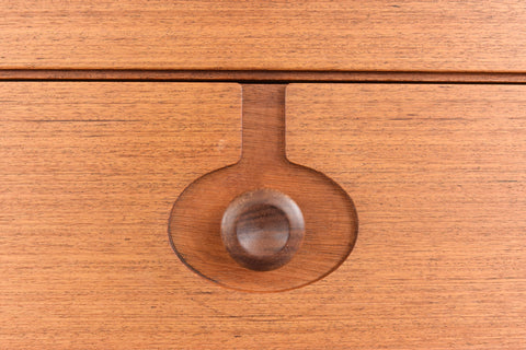 Vintage Teak Tallboy Chest of Drawers by Nathan with Cut Out Afromosia Handles