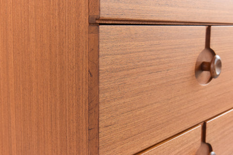 Vintage Teak Tallboy Chest of Drawers by Nathan with Cut Out Afromosia Handles