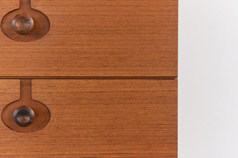 Vintage Teak Tallboy Chest of Drawers by Nathan with Cut Out Afromosia Handles
