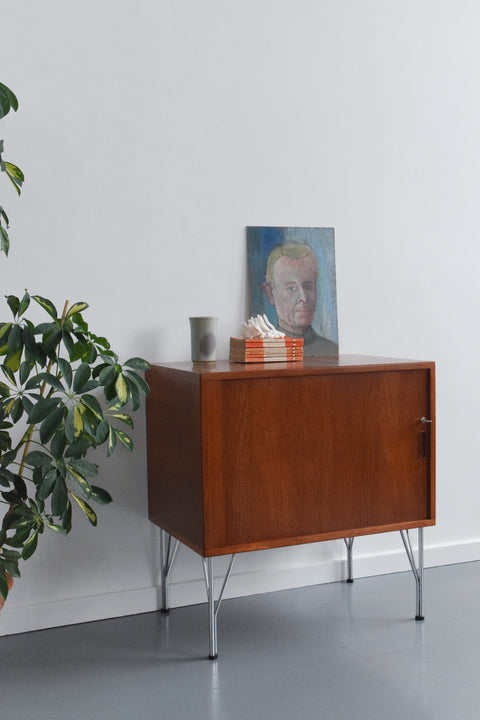 Vintage Rare Teak Tambour Cabinet by Heinrich Roepstorff