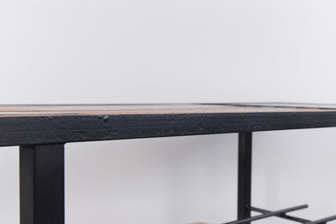 Vintage Coffee Table with Metal Frame and Tiled and Wooden Top