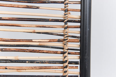 Vintage Tubular Metal and Cane / Wicker Three Panel Screen / Room Divider