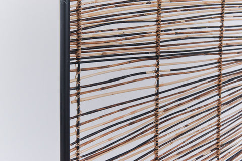 Vintage Tubular Metal and Cane / Wicker Three Panel Screen / Room Divider