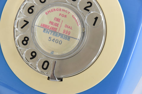 Vintage Two Tone Blue and Cream GPO 746 Rotary Telephone