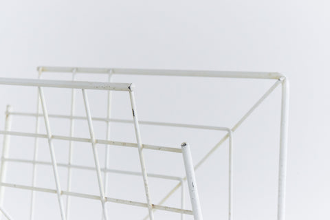 Vintage White and Red Atomic Wire Magazine Rack
