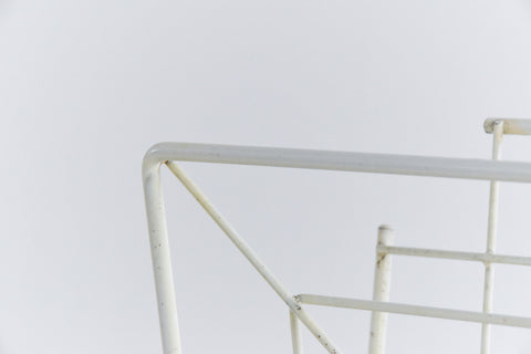 Vintage White and Red Atomic Wire Magazine Rack