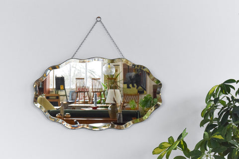 Vintage Frameless Wavy Bevelled Mirror