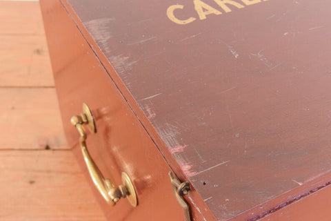 Vintage Wooden Ex-Museum of Carlisle Storage Box in Brown/Beige