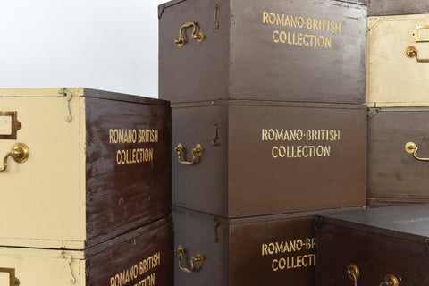 Vintage Wooden Ex-Museum of Carlisle Romano British Collection Storage Box