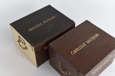 Vintage Wooden Ex-Museum of Carlisle Romano British Collection Storage Box