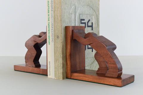 Vintage Wooden Sculptural Bookends