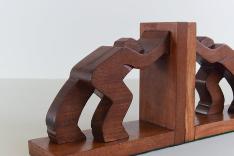 Vintage Wooden Sculptural Bookends