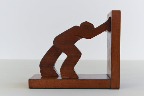 Vintage Wooden Sculptural Bookends