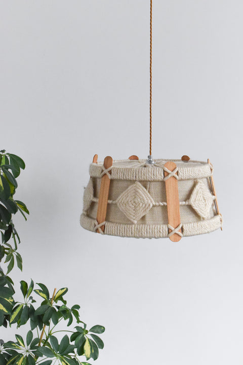 Vintage Wool Macrame Pendant Light Shade