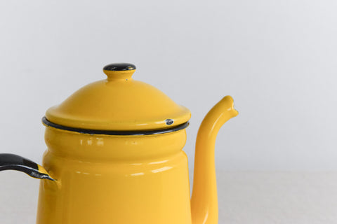 Vintage Yellow Enamel Coffee Pot