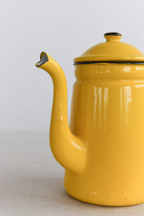 Vintage Yellow Enamel Coffee Pot