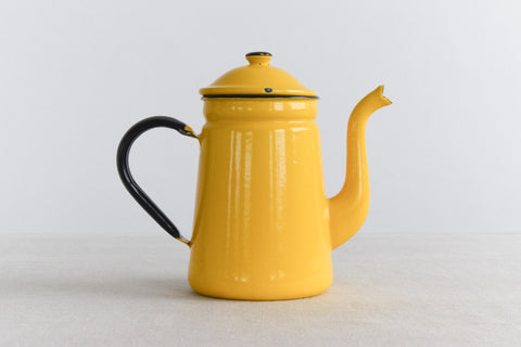 Vintage Yellow Enamel Coffee Pot