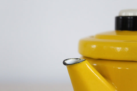 Vintage Yellow Enamel Coffee Pot and Percolator by Finel Arabia Finland