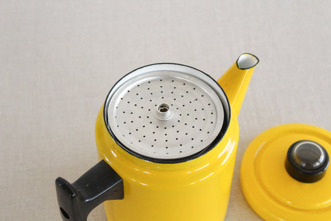Vintage Yellow Enamel Coffee Pot and Percolator by Finel Arabia Finland
