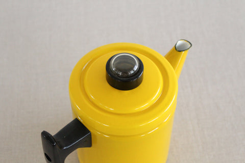 Vintage Yellow Enamel Coffee Pot and Percolator by Finel Arabia Finland