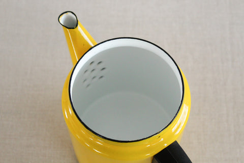 Vintage Yellow Enamel Coffee Pot and Percolator by Finel Arabia Finland
