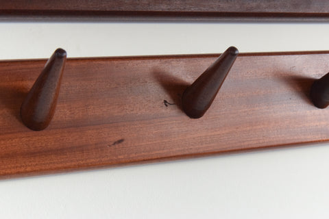 Vintage Double Afrormosia Wall Mounted Coat Rack with Parcel Shelf by John Herbert for A. Younger Ltd