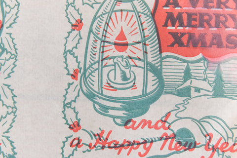 Vintage Original 1950s White Pattered Christmas Wrapping Paper