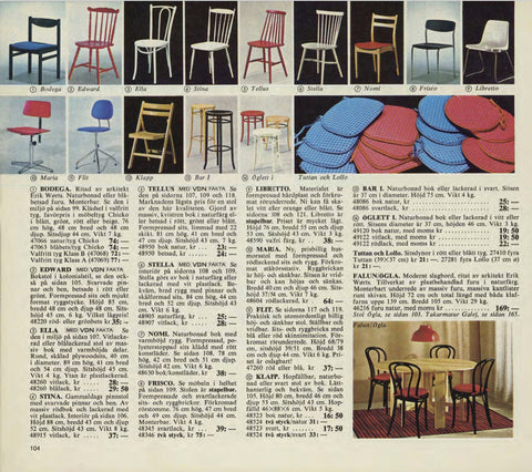Vintage Set of Four Mid Century Beech Dining Tellus Chairs by IKEA