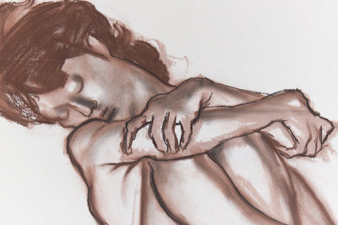 Vintage 1987 Original Signed Pastel Nude Female Life Drawing by Artist Robert Arthur Bramwell