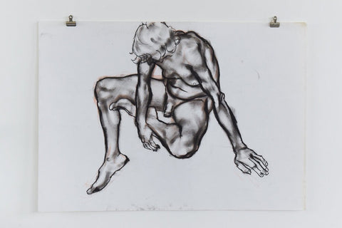 Vintage Original Pastel Nude Male Life Drawing by Artist Robert Arthur Bramwell