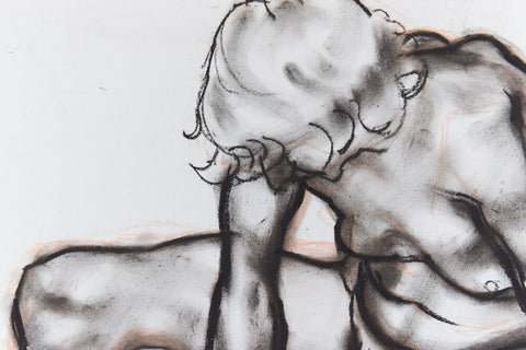 Vintage Original Pastel Nude Male Life Drawing by Artist Robert Arthur Bramwell