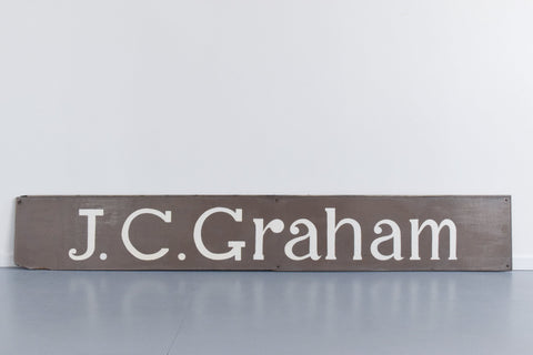 Vintage 1950s Large Hand Painted Wooden Shop Sign J.C. Graham