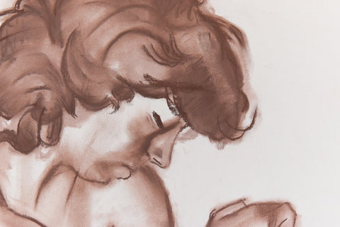 Vintage 1987 Original Signed Pastel Life Drawing by Artist Robert Arthur Bramwell