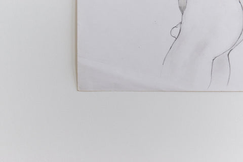 Vintage 1980s Original Pencil Drawing of a Nude Male by Robert Arthur Bramwell