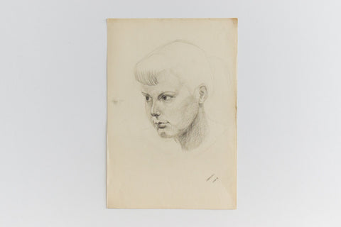 Vintage 1954 Original Female Pencil Life Drawing Portrait by Robert Arthur Bramwell