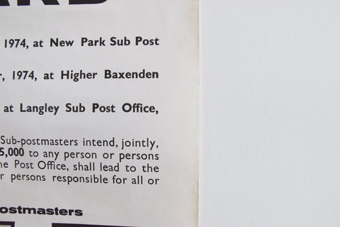 Vintage Original 1974 Unframed 'Black Panther' Post Office Shootings Wanted Reward Poster